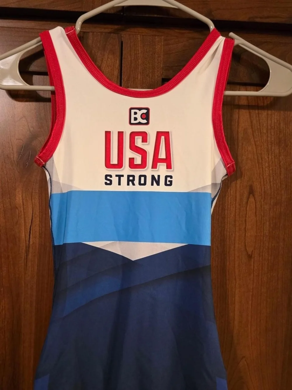 Two USA Kids Wrestling Singlets - Red, White & Blue